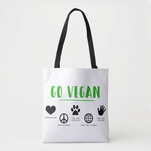 Bolsa Tote Pessoas Planetárias Vegan Não Violência Animais (Frente)