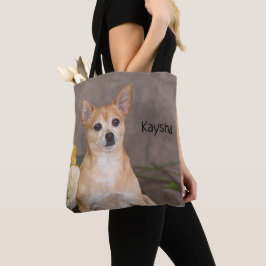 Bolsa Tote Pet De Arte Floral De Chihuahua