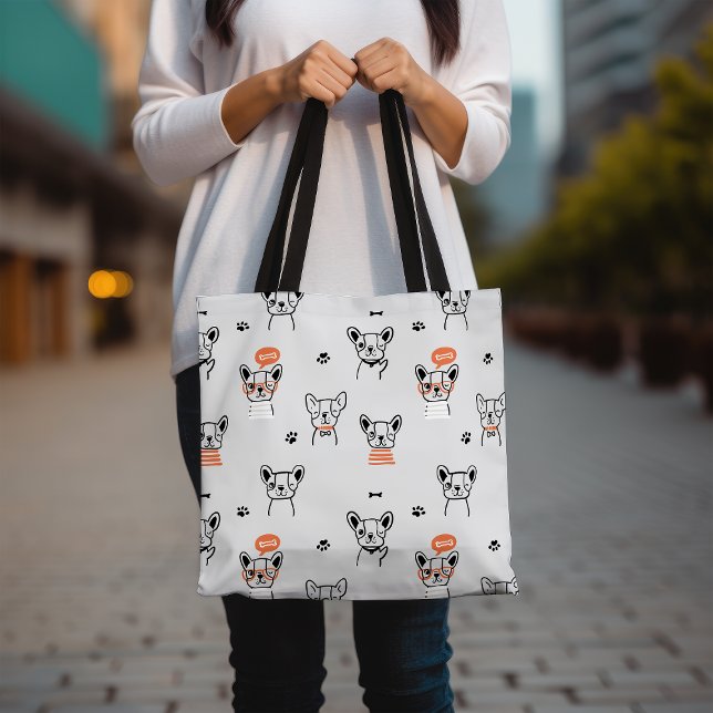 Bolsa Tote Pet De Lover De Cão-Grande Francês, Bonito, Pensad (Criador carregado)