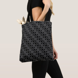 Bolsa Tote Pet Ma Black & Cinza Dog Bone Pattern