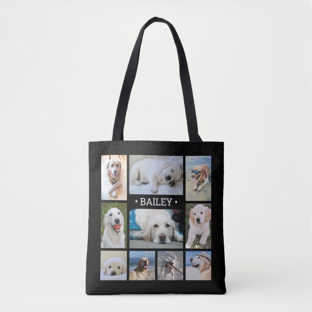 Bolsa Tote Pet Photo Collname Black Modern Na moda (Frente)