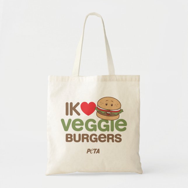 Bolsa Tote PETA Ik [love] veggie burgers (Frente)