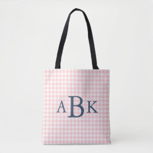 Bolsa Tote Petal Rosa Xadrez Monogramado