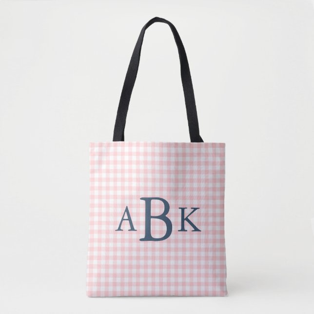 Bolsa Tote Petal Rosa Xadrez Monogramado (Frente)