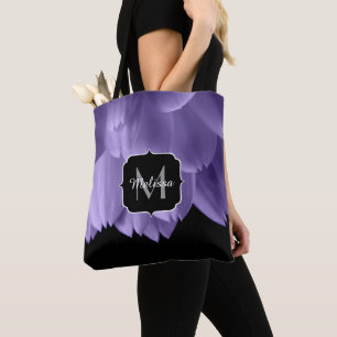 Bolsa Tote Pétalas de flores roxas ultravioletas pretas