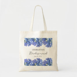 Bolsa Tote Pétalas de Hortênsia Azul Personalizadas para Dama