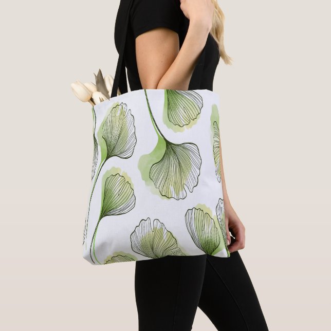 Bolsa Tote Pétalas verdes (Close Up)