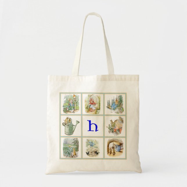 Bolsa Tote PETER RABBIT personalizado com a letra H (Frente)