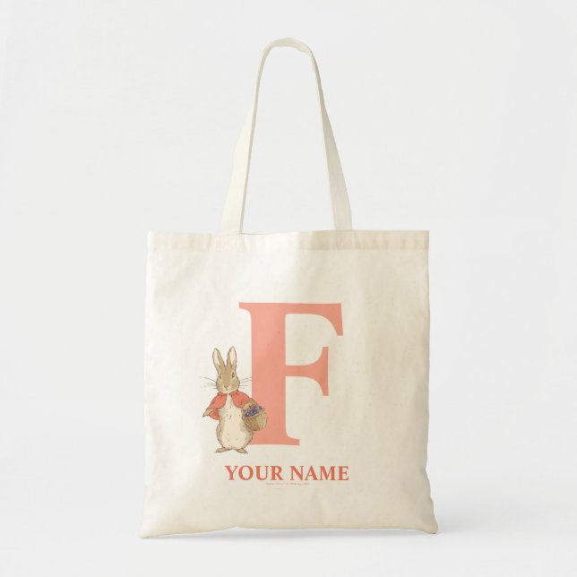Bolsa Tote Peter Rabbit | Pilha personalizada - Letra F Tote  (Frente)