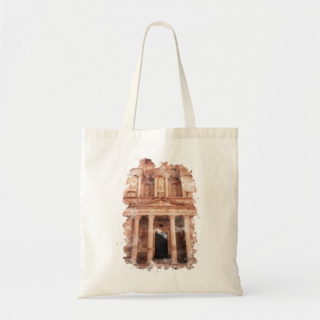 Bolsa Tote Petra Jordan Watercolor Art (Frente)