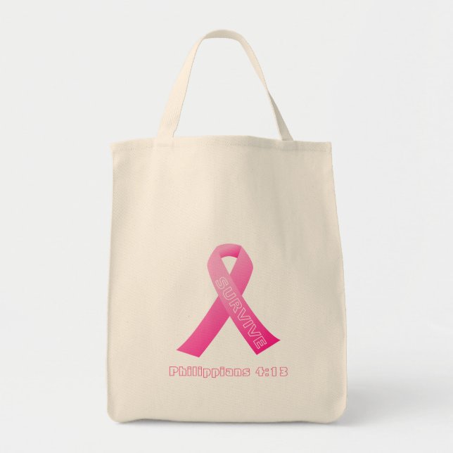 Bolsa Tote Phil 4:13 Consciência do Cancer (Frente)