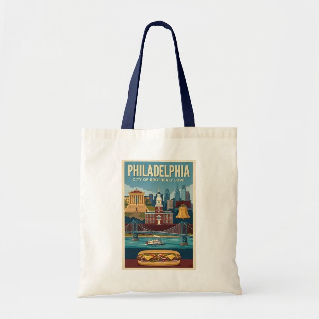 Bolsa Tote Philadelphia Pennsylvania Culture Illustration Art (Frente)