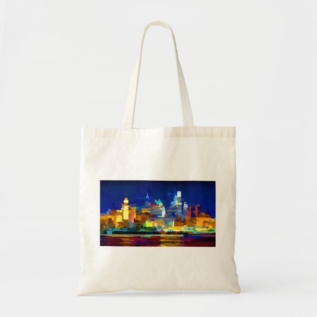 Bolsa Tote Philadelphia Skyline à Noite (Frente)