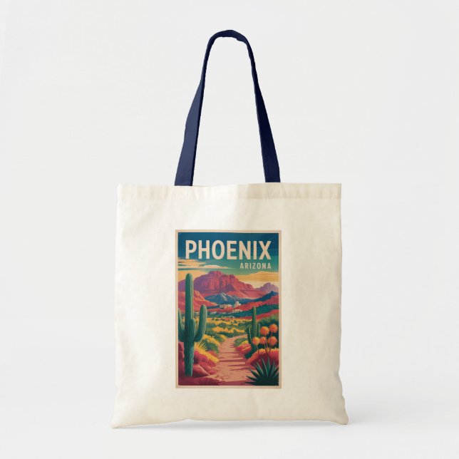 Bolsa Tote Phoenix Arizona Illustration Travel Art Vintage (Frente)