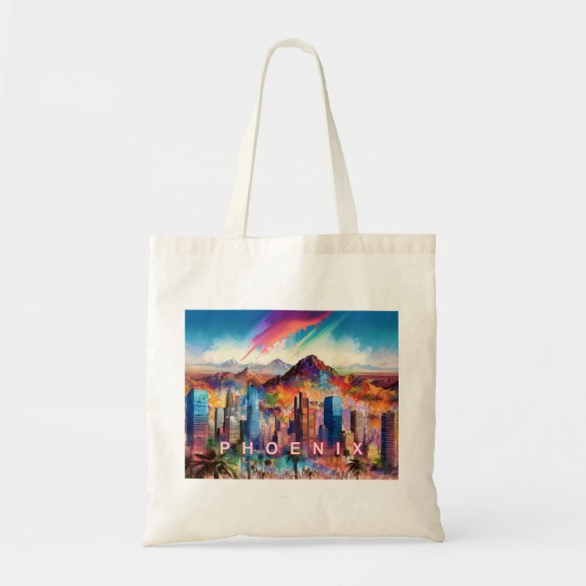 Bolsa Tote Phoenix Skyline Abstrato Art (Frente)