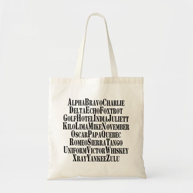 BOLSA TOTE PHONETIC ALPHABET / CODE WORDS (Frente)