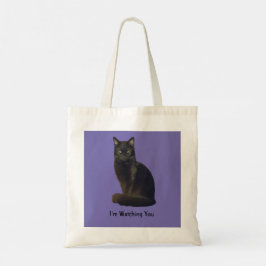 Bolsa Tote Photo Cutout Black Cat Olhando Para Você Roxo