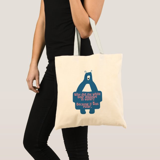 Bolsa Tote Piada de Química Engraçada do Urso Polar Azul (Frente (produto))