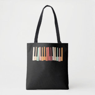 Bolsa Tote Pianista Colorido de Teclas Piano do Teclado Retro