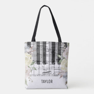 Bolsa Tote pianista de flores pálidas