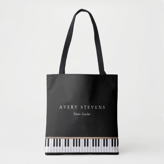 Bolsa Tote Pianista Elegante e Simples Piano Preto Chaves Ocu (Frente)