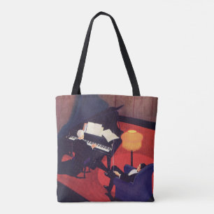 Bolsa Tote Pianista Tocador de Piano Sala de Música Art Déco 