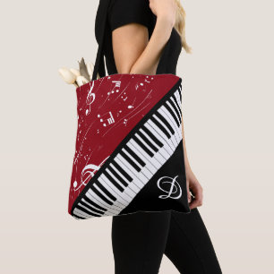 Bolsa Tote Piano Clarinet Script Musical Monograma Vermelho P