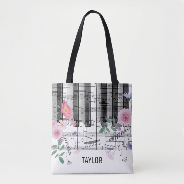 Bolsa Tote piano de notas musicais (Frente)