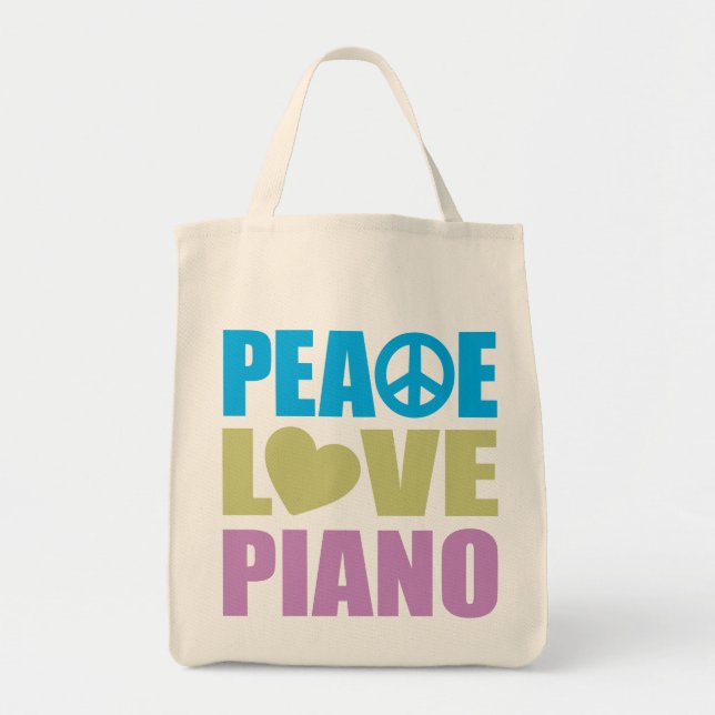 Bolsa Tote Piano do amor da paz (Frente)