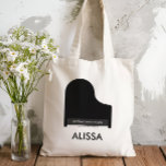 Bolsa Tote Piano Music Studio, Professor Estudante Promociona<br><div class="desc">Promova seu piano ou música com este saco de tote de piano. Use-os como um presente personalizado para estudantes,  que podem carregar partituras para aulas nessas malas de excelente. Eles podem ser personalizados com o nome do seu estúdio e informações de contato.</div>