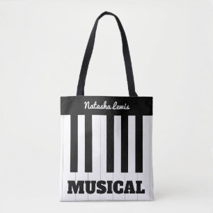 Bolsa Tote Piano Personalizado Chaves Musicais