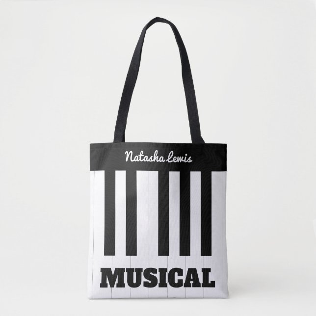 Bolsa Tote Piano Personalizado Chaves Musicais (Frente)