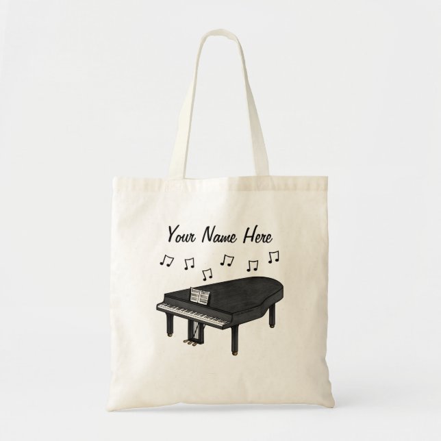 Bolsa Tote Piano Personalizado Tote Bag Pianista Presente (Frente)