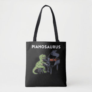 Bolsa Tote Piano Piano Gift Crianças Pianista Dinossauro Pia
