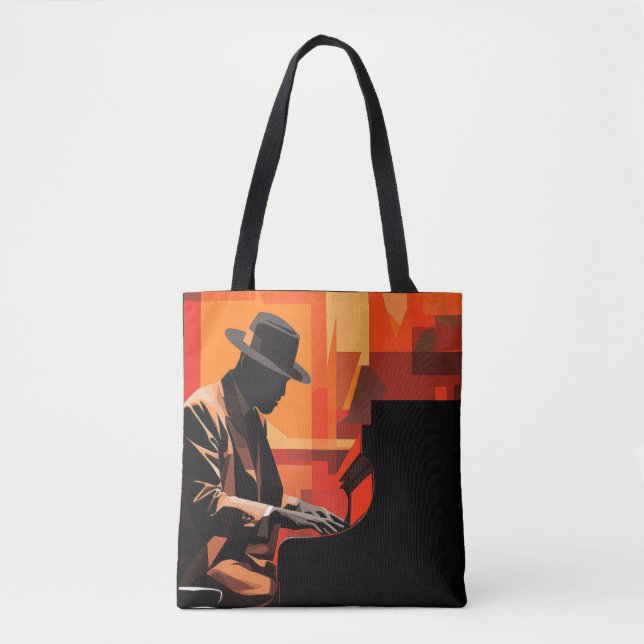 Bolsa Tote Piano Player Music Painting Abstrato Art Decor (Frente)