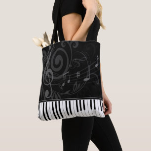 Bolsa Tote Piano Whimsical e Notas Musicais