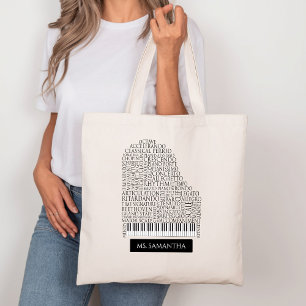 Bolsa Tote Piano Word Cloud Gift for Piano Teacher