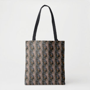 Bolsa Tote PIC dachshund-preto e tan de w do amor