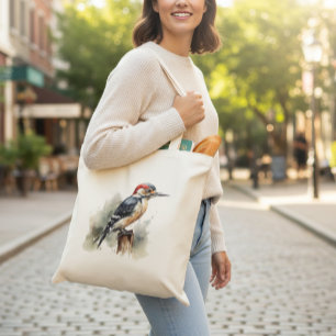 Bolsa Tote Pica-Pau-de-madeira de aquarela