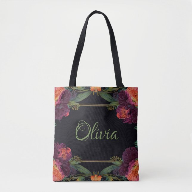 Bolsa Tote Pica-pica-pia-pia-floral elegante (Frente)