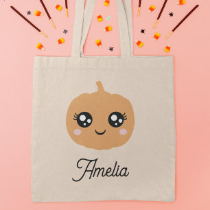 Bolsa Tote Picada de Abóbora Bestida Personalizada para o Hal