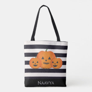 Bolsa Tote Picado de Nome Personalizado do Dia das Bruxas ou 