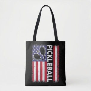 Bolsa Tote Pickleball American Flag Engraçado Pickleball Vi