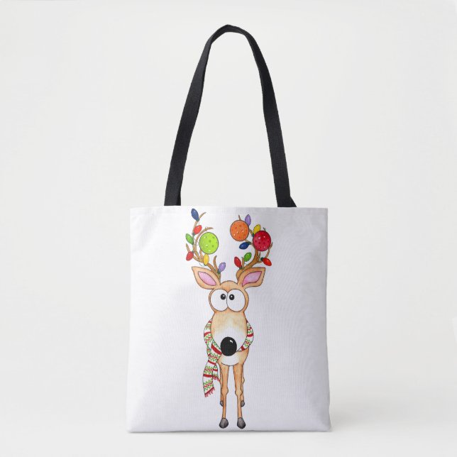 Bolsa Tote Pickleball Christmas Reindeer (Frente)