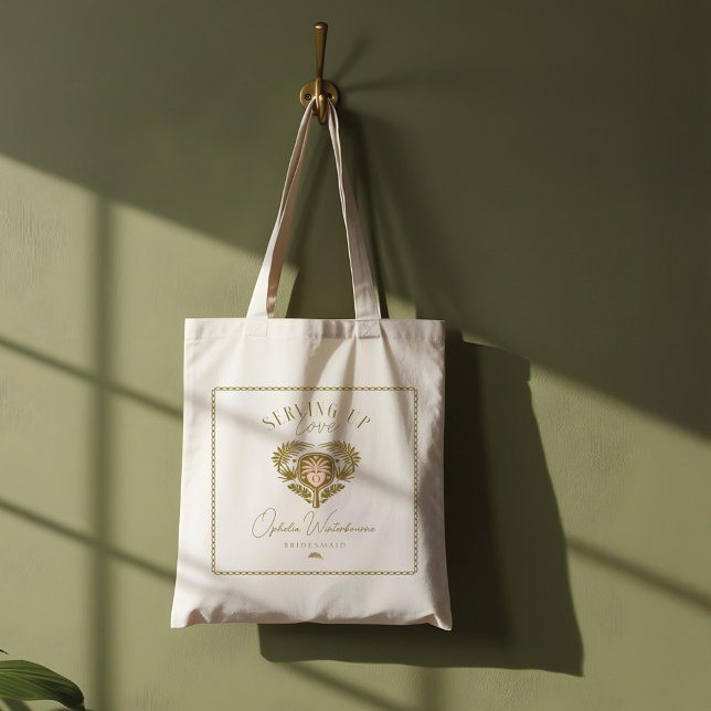 Bolsa Tote Pickleball de Árvore Tropical de Palmeira Retroati (Retro Tropical Palm Tree Pickleball Bridesmaid Tote Bag)