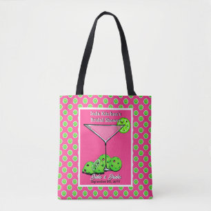 Bolsa Tote Pickleball Dinks & Drinks Rosa e Verde Personaliza