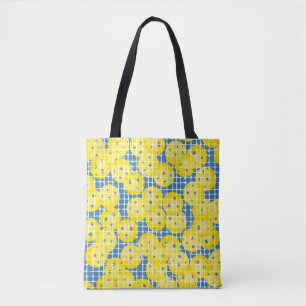 Bolsa Tote Pickleball é Vida - Amarelo no Azul Escuro