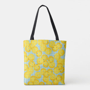 Bolsa Tote Pickleball é Vida - Amarelo sobre Azul Claro