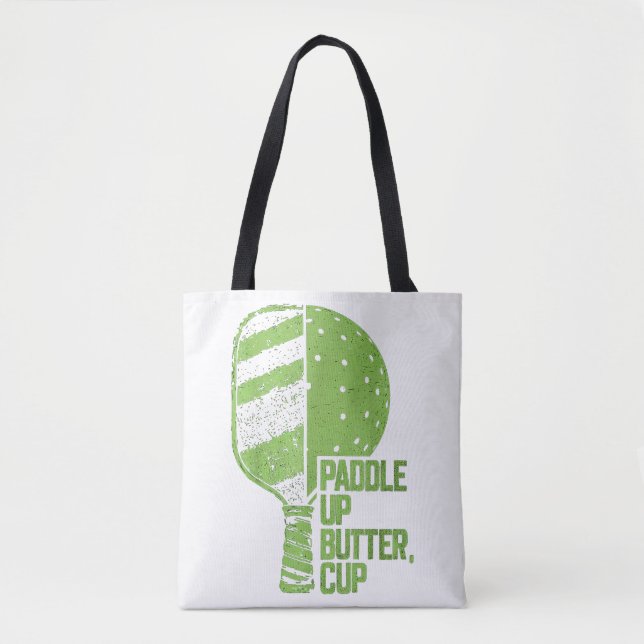 Bolsa Tote Pickleball Engraçada Paddle Para Cima Manteiga (Frente)
