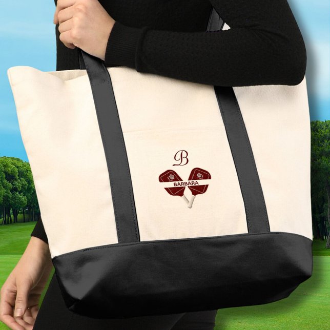 Bolsa Tote Pickleball Paddles Gal Glam Nome do Monograma Pers (Criador carregado)
